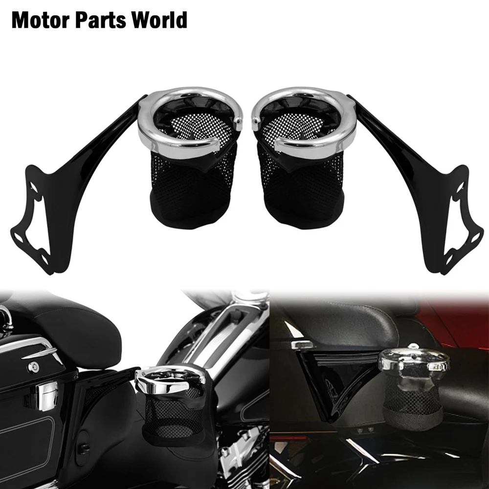 Motorcycle Rear Passenger Drink Cup Holder Handlebar Cup Holder Black For Harley Touring Electra Glide Ultra Classic 1998-2013