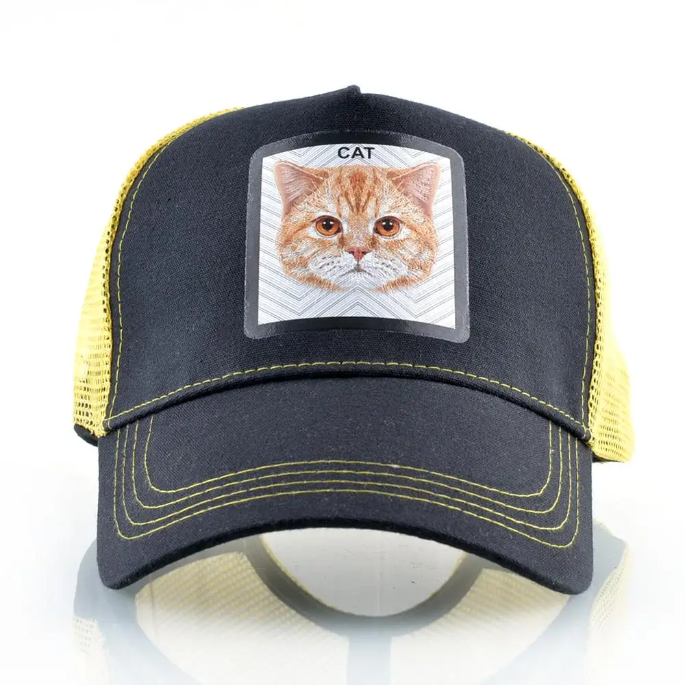 Snapback Mesh Hats Summer Simulation Embroidery Cat Patch Baseball Caps Women Outdoor Visor Baseball Hat Men Fashion Hip Hop Cap