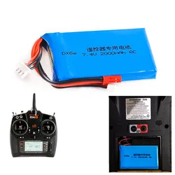 2S 7.4V 2000MAH Lipo Battery JST Plug 1S 2S Balance Connector for Dx6e DX6 DX8 RC Radio Remote Control Transmitter Części zamienne