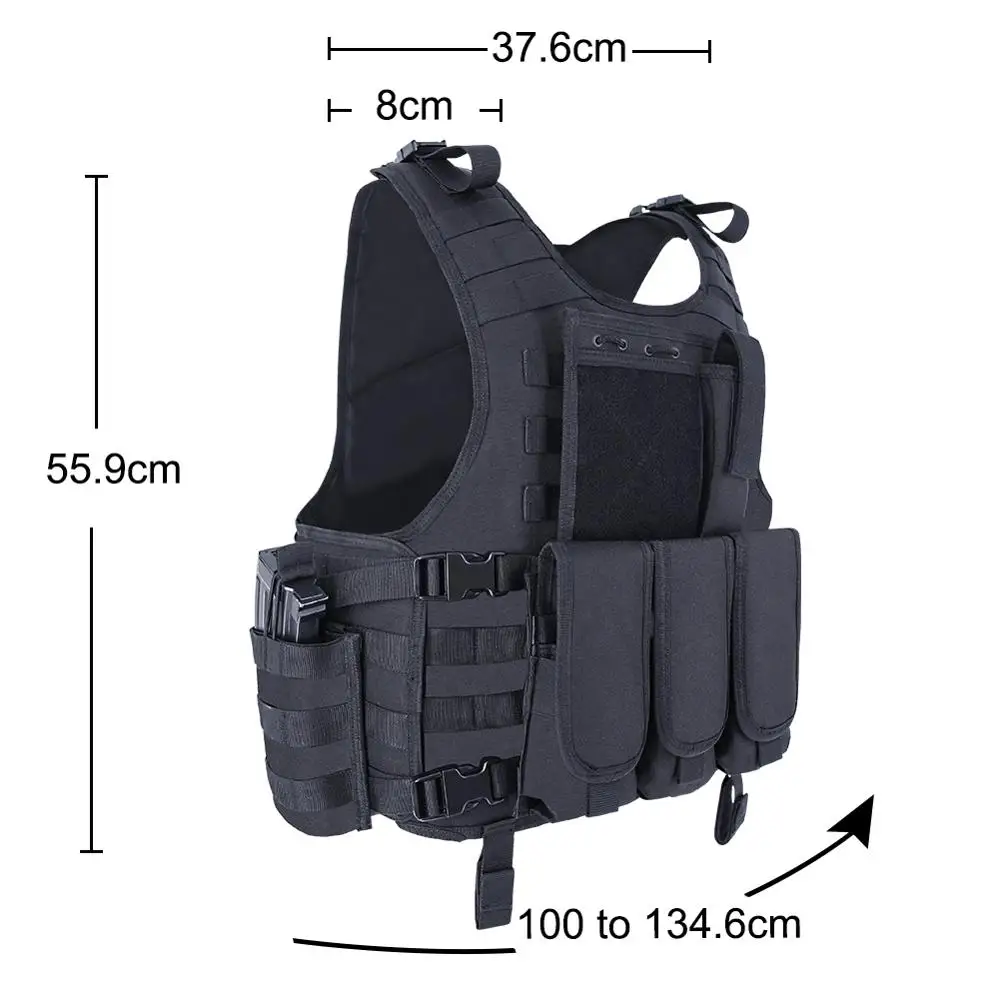 MGFLASHFORCE Molle Airsoft Vest Tactical Vest Plate Carrier Fishing Hunting Paintball Vest Armor Vest