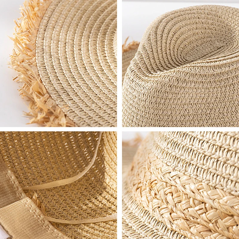 2021 fashion Panama Hat Summer Sun Hats for Women Man Beach Wide size Straw Hat for Men UV Protection Cap Holiday Sunscreen