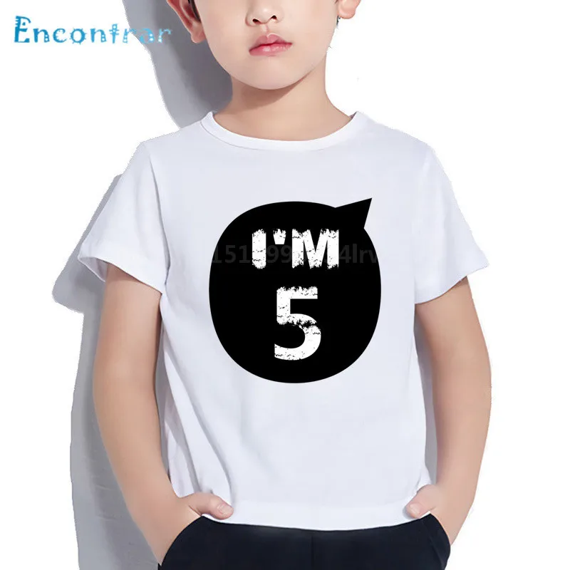 I\'M 1-10 Years Number Print Kids T shirt Children Happy Birthday Present Clothes Boys/Girls Funny Casual Baby T-shirt
