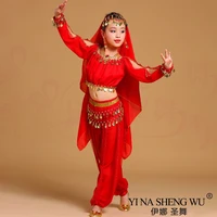Conjunto de trajes de danza del vientre para niños y adultos, danza Oriental, danza del vientre India, ropa de danza del vientre, traje de escenario para niñas
