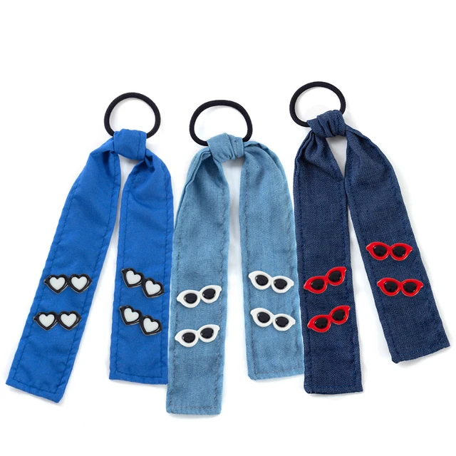 Geebro nowy Cartoon Partten Bowknot elastyczna opaska do włosów dla kobiet dziewczyn jednolity kolor Scrunchies gumki do włosów okulary serce z pałąkiem na głowę