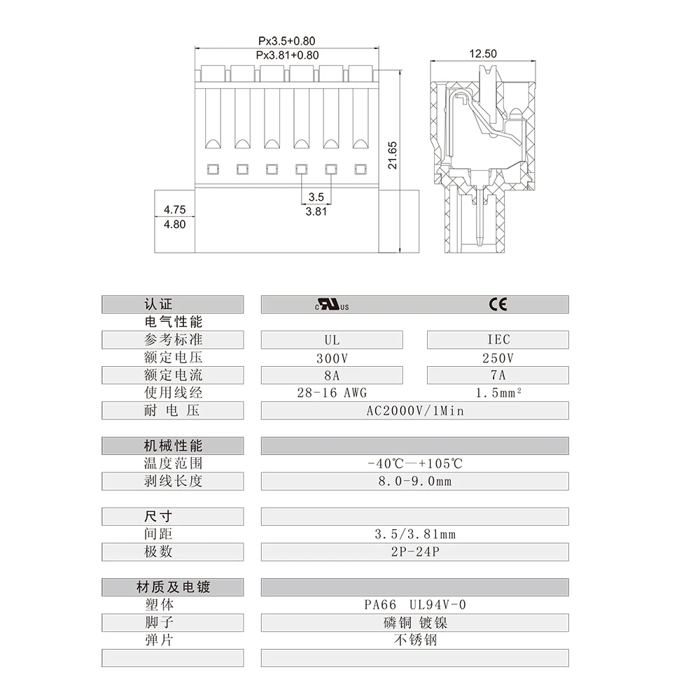 10Pcs 3.5Mm Reverse Plug 15Edgkdrp KF2EDGKDRP 3.5 2P ~ 12P Pcb Connector Plug-In terminal Blok Fkic 1,5 St Phoenix Contact
