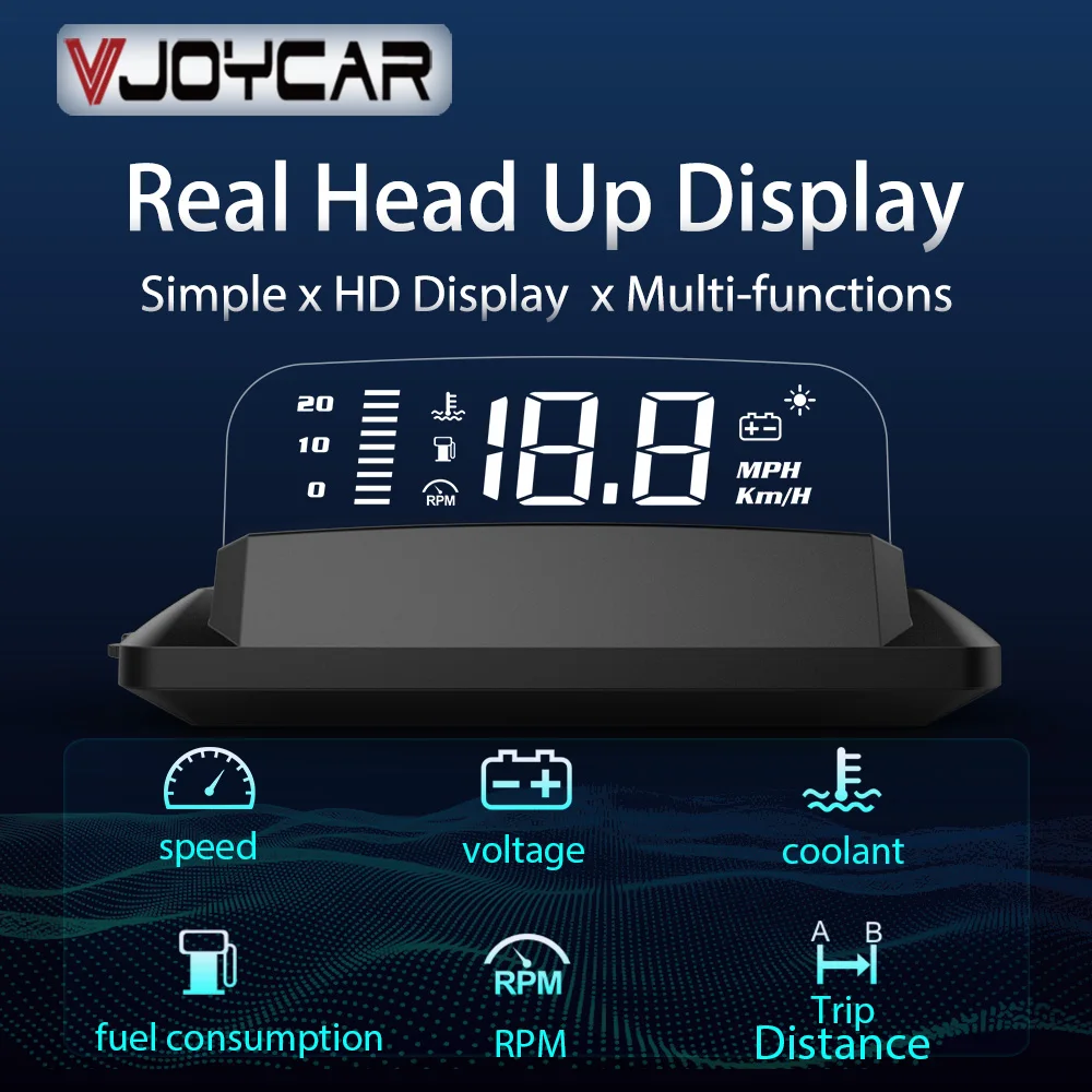 Vjoycar New Mirror HUD R3 Head Up Display OBD2 Gauge Auto Display Car Speed RPM Voltage Projector KMH MPH Oil Consumption