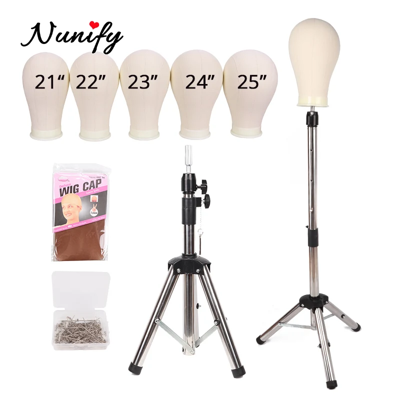 Plussign Adjustable Tripod For Mannequin Head White Styrofoam Wig Head With Tripod Wig Making Kit Manikin Head Canvas Head