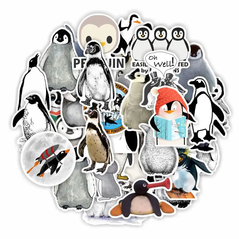 50Pcs/pack Cute Penguin Kawaii Stationery Sticker Set Cartoon Animals Decorative Adhesive Label for For Diary Scrapbook Planner