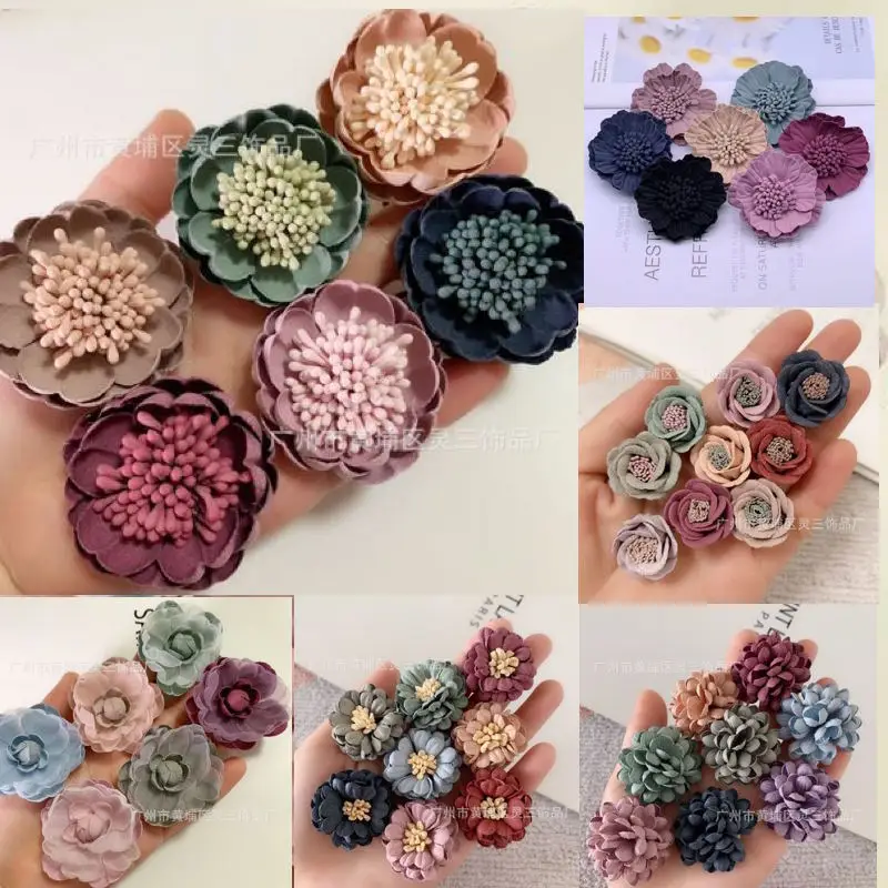 20pcs/lot MIX Korea suede flower hairpin hoop material Hair accessories DIY key chain Bag hanging jewelry accessories