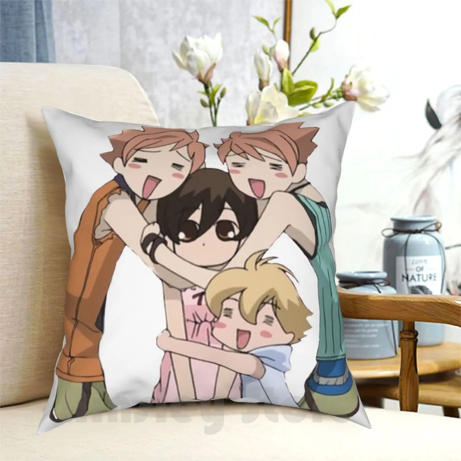 Big Hug You Lil Cutie! Pillow Case Printed Home Soft Throw Pillow Haruhi Haruhi Fujioka Hikaru Kaoru Ouran Ouran High