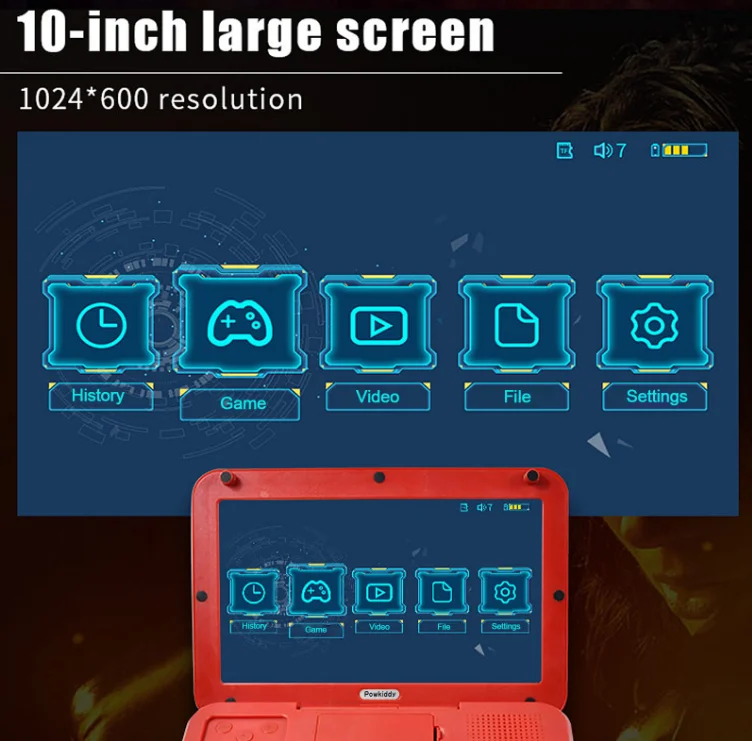 Konsol Video Game Powkiddy A13 Baru 2025 Layar Besar 10 Inci Joystick Dapat Dilepas Output HD Pemain Game Retro Arcade Mini