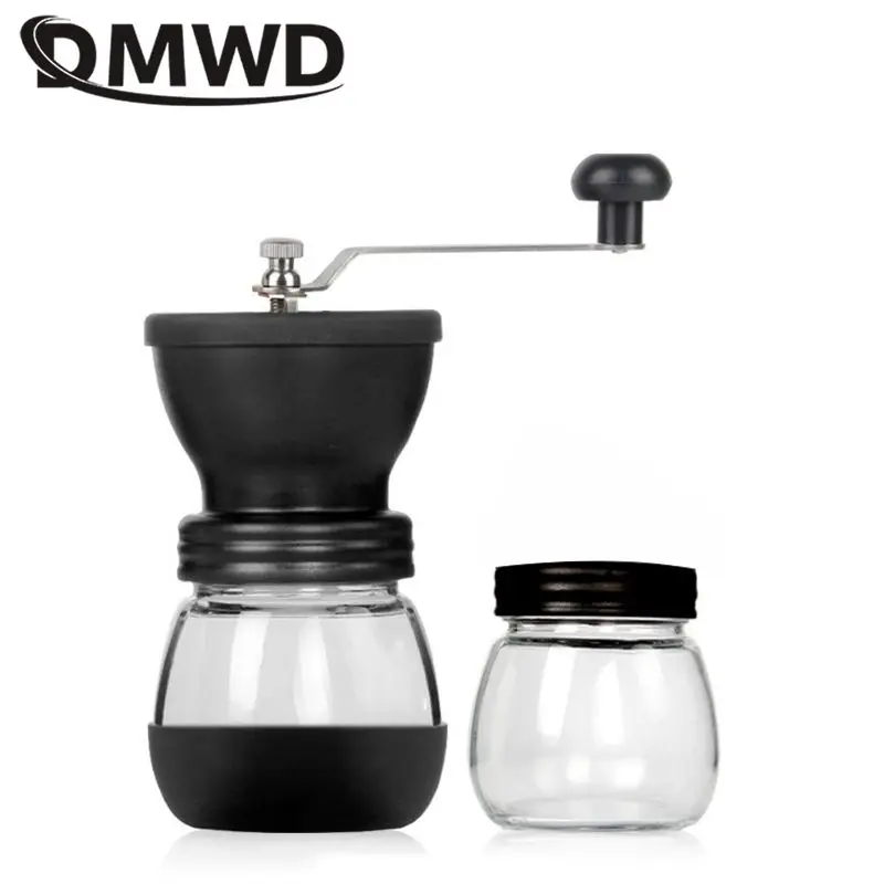 DMWD Manual Coffee Grinder Coffee Bean Grinding Machine Spice Grains Sesame Grinding Miller With Sealed Pot Adjustable Thickness