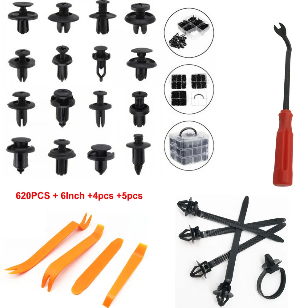 Car Fastener Clips Mixed Auto Door Trim Panel Bumper Rivet Retainer Fender Disassembly Tool Cable Wire Tie  Screwdriver