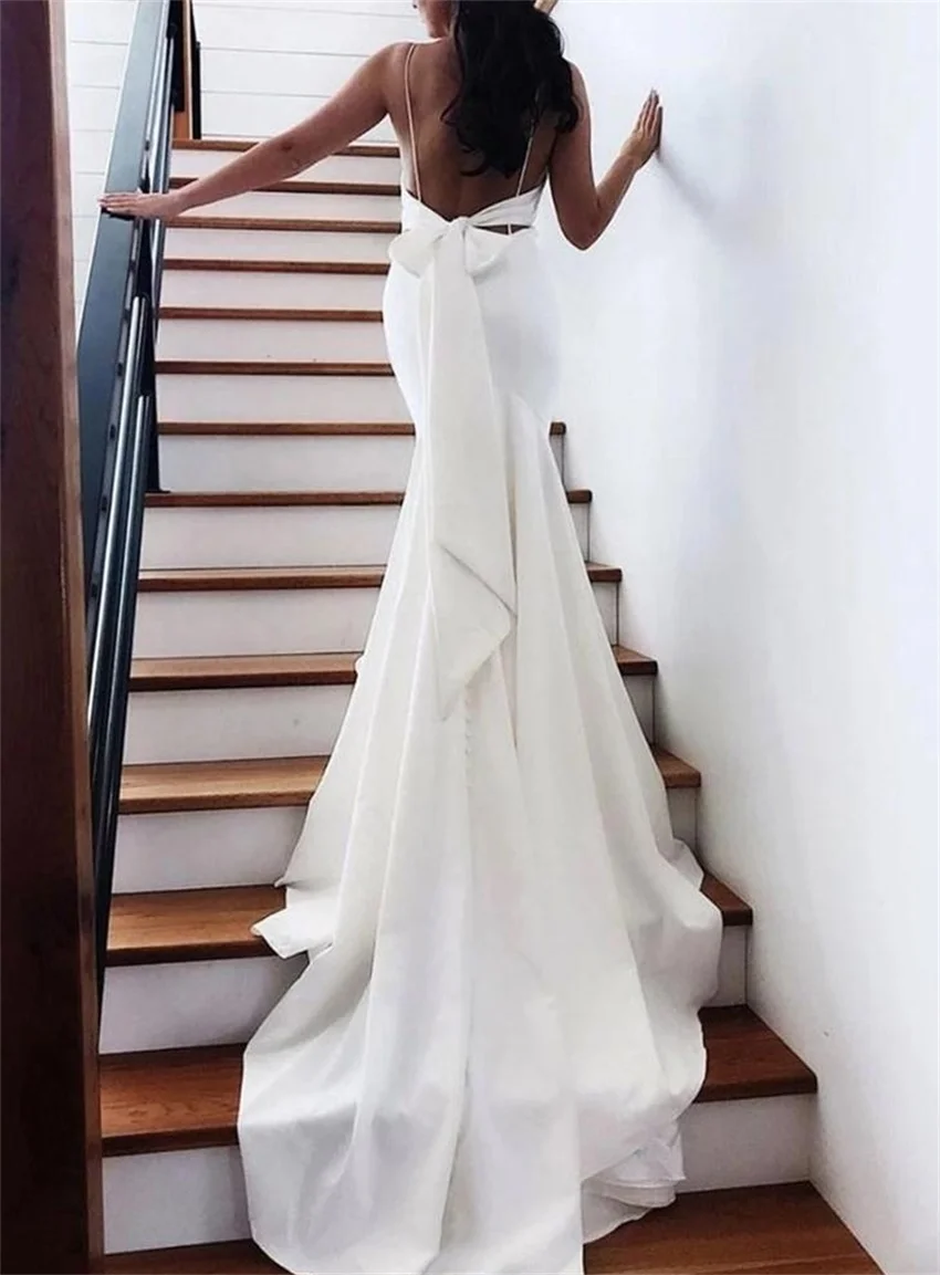 Robe de mariée sirène dos nu, dos nu, bretelles Spaghetti, sur mesure, nouvelle collection 2020