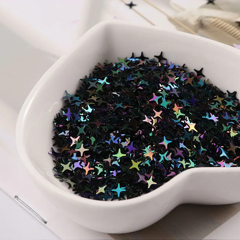 2400Pcs(10g) Size 4mm 4 Horns Star Shape PVC Loose Sequins Paillettes for Nails Art,wedding decoration confetti,Star Nail Sequin