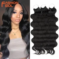FASHION IDOL Body Wave Crochet Hair 22 pulgadas pelo sintético largo suave trenzas de diosa Ondulado Natural Ombre 613 extensiones de cabello rubio