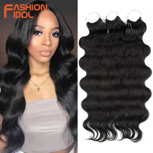 FASHION IDOL Body Wave Crochet Hair 22 pulgadas pelo sintético largo suave trenzas de diosa Ondulado Natural Ombre 613 extensiones de cabello rubio