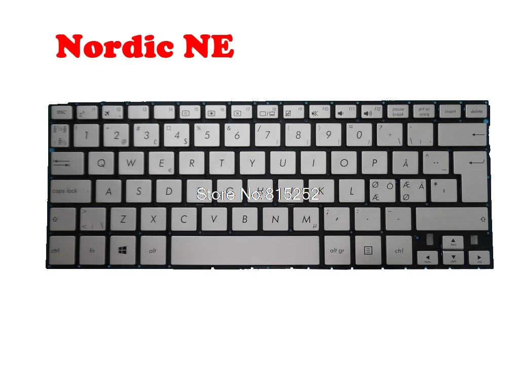 Laptop Keyboard For ASUS U360C U360CA Silver Without Frame Nordic NE