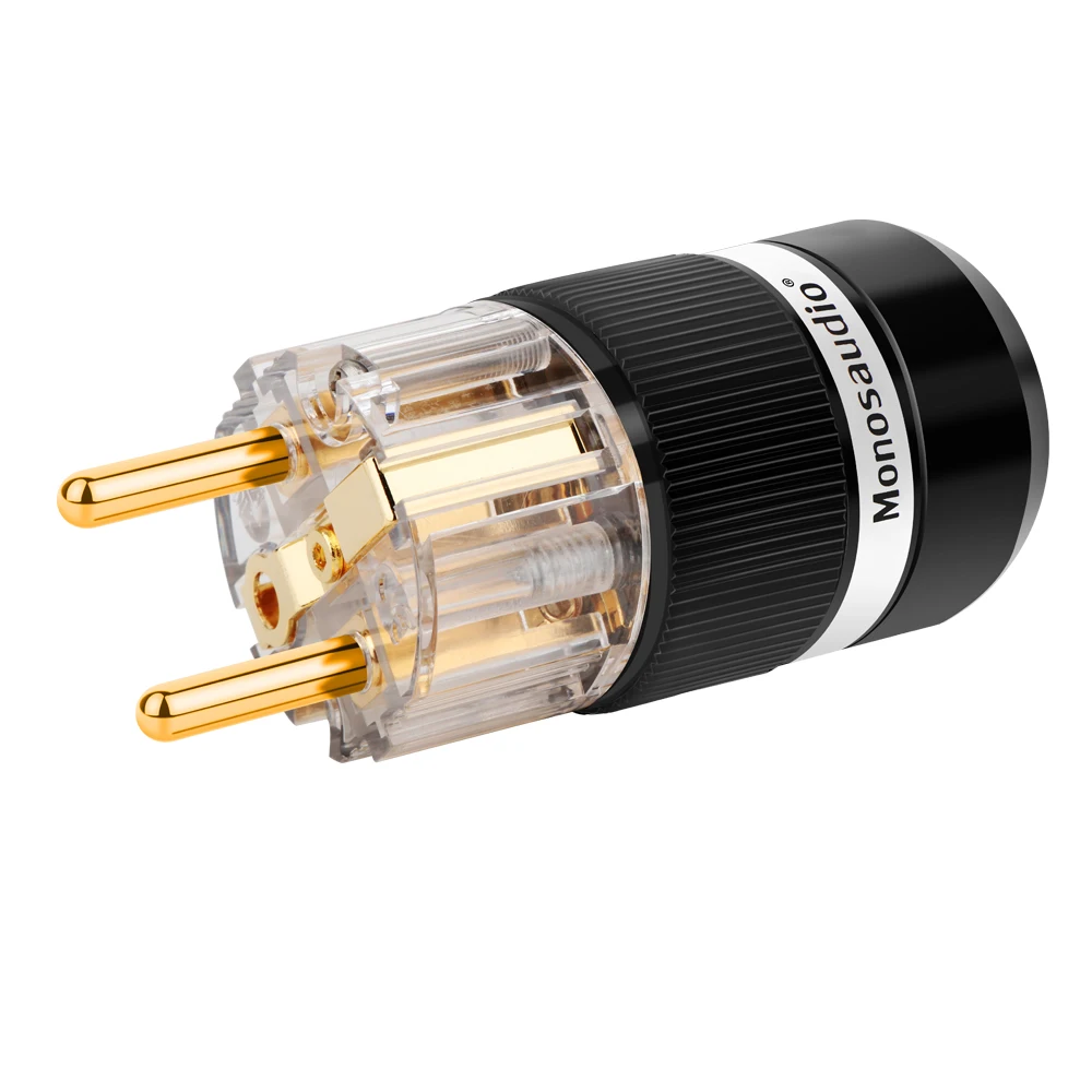 

Monosaudio E101G/F101G Transparent Pure Copper Gold Plated EUR Schuko Hifi Power Cord Cable Power Plug IEC Female Connector