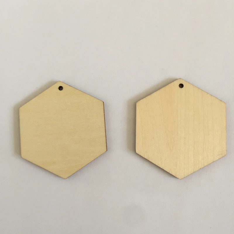 

50PCS Hexagon carved wood pendant 5cm laser cut unfinished wood earring