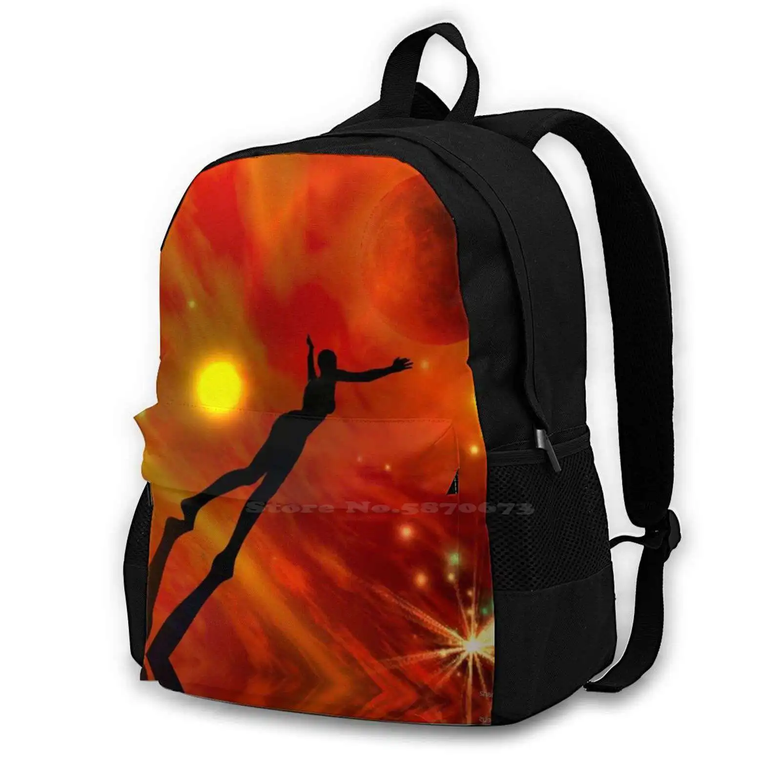 

We All Shine On Pattern Design Laptop Travel School Bags Earth Karma Moon People Spiritual Stars Sun