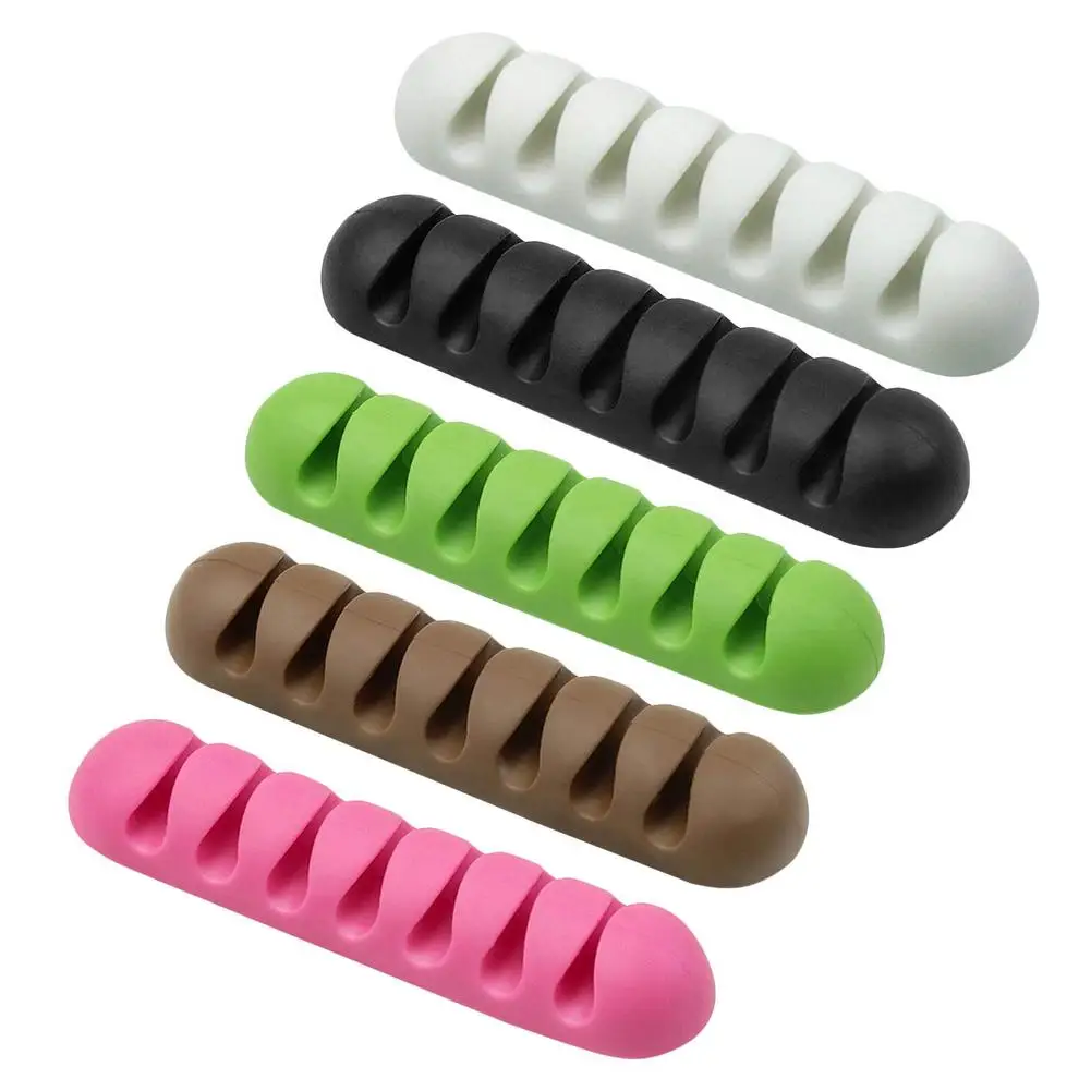 USB Cable Organizer Cable Clamp Wire Winder Headphone Earphone Holder Cord Silicone Clip Phone Line Desktop Management