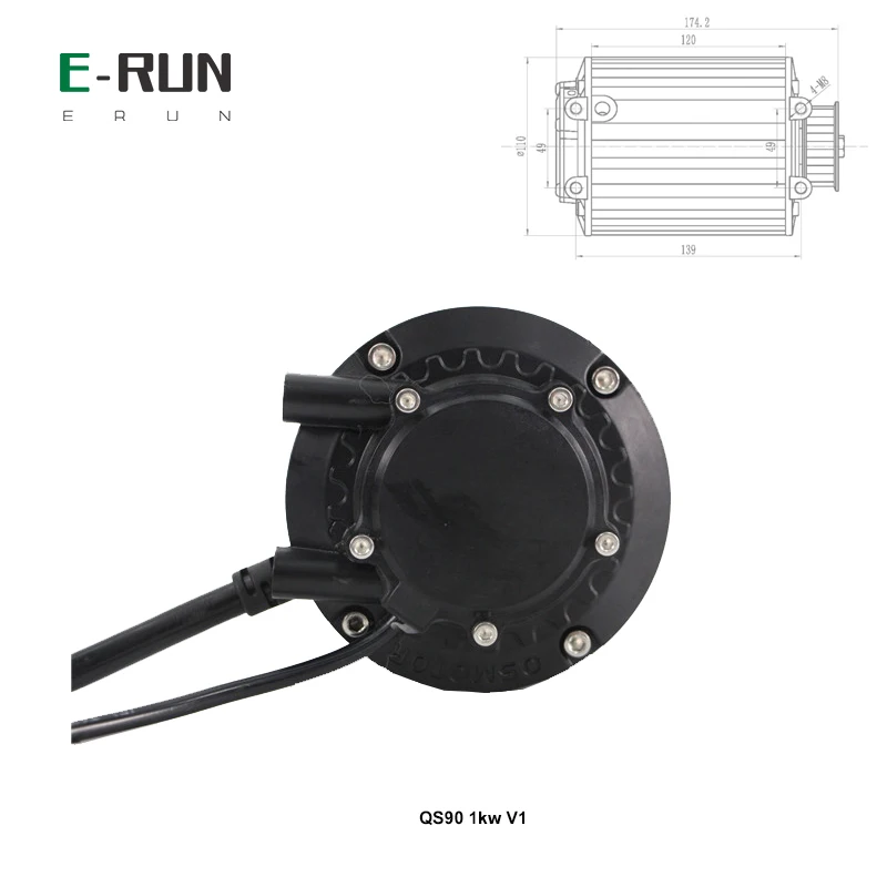 QS 90 1KW PMSM Mid Drive Motor 72V 55KMH With EM50S 50A Sine Wave Controller