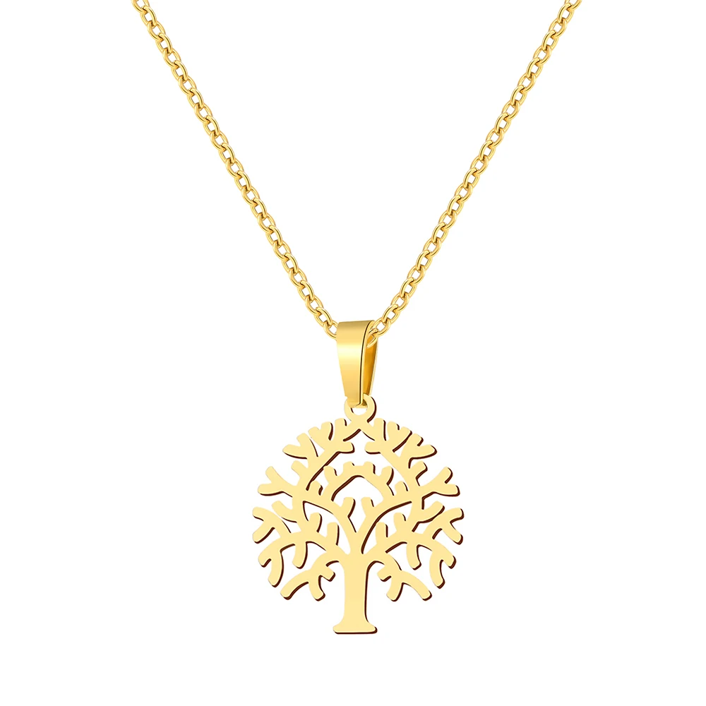 Stainless Steel Necklaces Lush Trees Plants Pendant Chain Collar Fashion Charm Necklace For Women Jewelry Party Friends Gifts