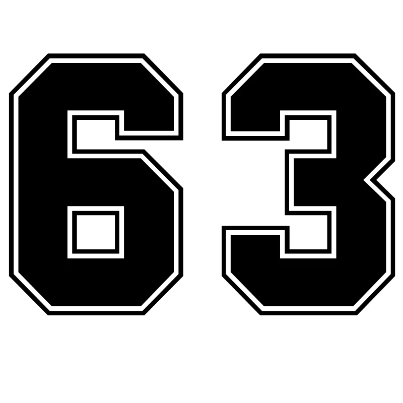 

30071# Various Sizes /Colors funny digit number 63 car sticker waterproof car decal on car truck bumper rear window laptop