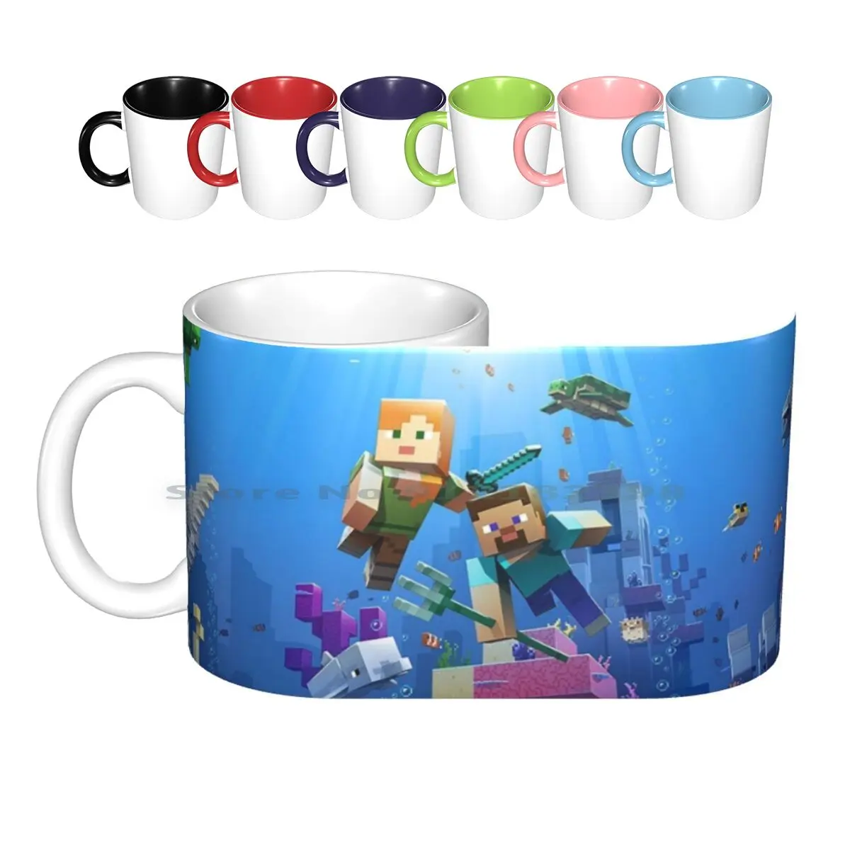 Ocean Ceramic Mugs Coffee Cups Milk Tea Mug Video Game Mine Facemask Kids Facemask Facemasks Video Game Video Games Game Gamer