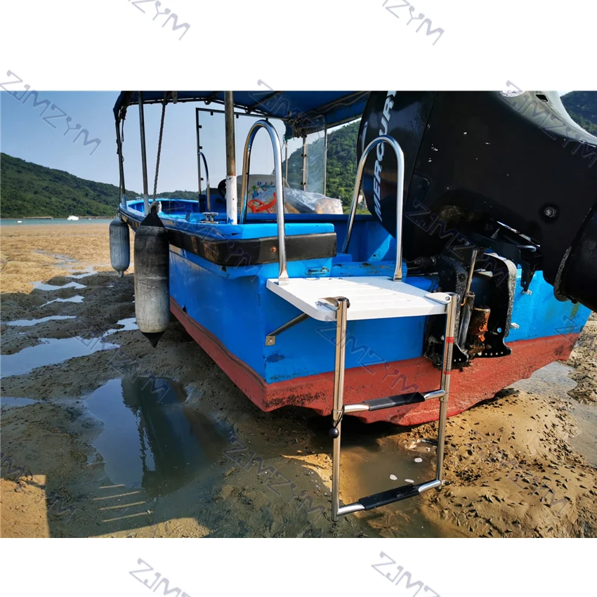 9924S2 Tangga Laut Aksesori Perangkat Keras Tangga Teleskopik Baja Tahan Karat Tebal 2 Bagian Tangga Perahu Tangga Pegangan Tangan