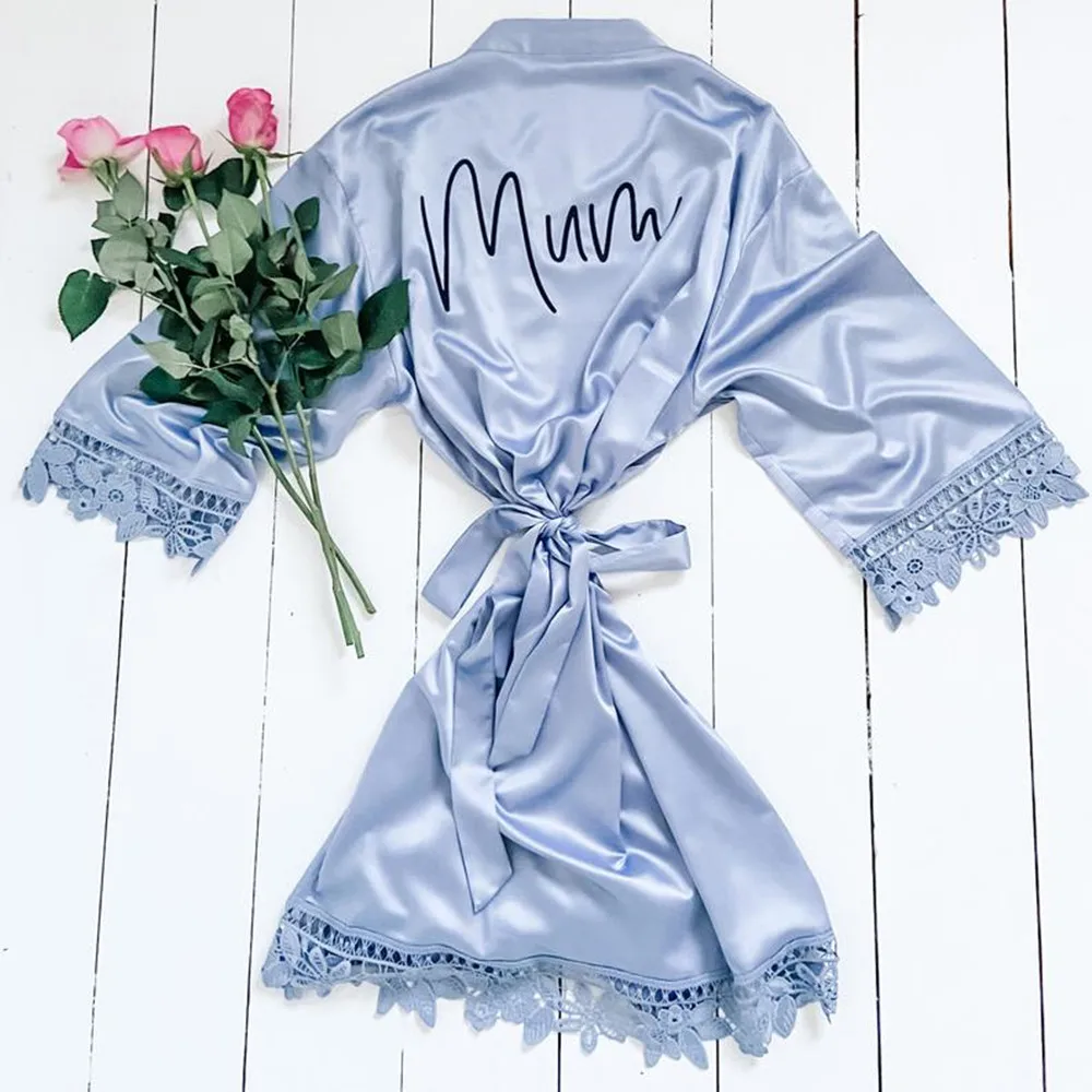 Silky Bridesmaid Robes customized lace Bridal shower Robe Dressing Gown Wedding nightwear SPA trip robe Bridesmaid proposal gift