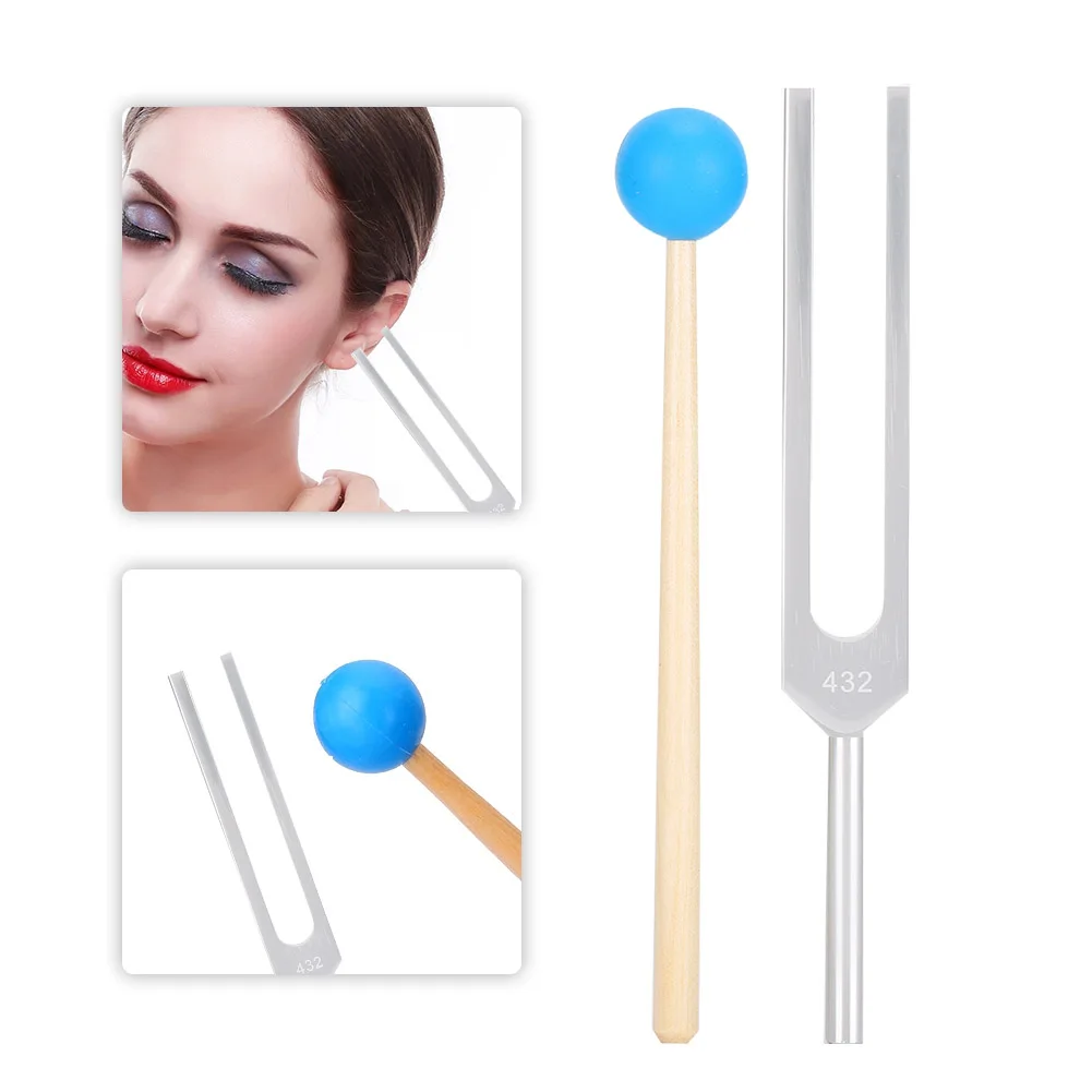 

432HZ Aluminum Alloy Tuning Fork Wood Hammer Sound Healing Therapy Tool Set Aluminum Alloy, Wood Tuning Fork Hammer Storage Bag