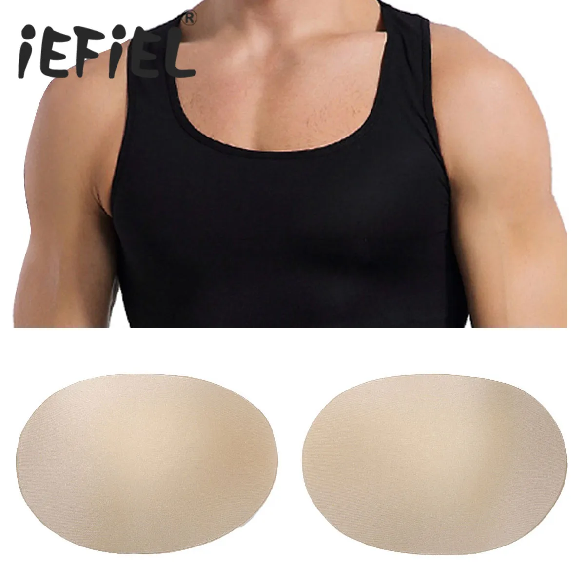 iEFiEL Male Men\'s Self-Adhesive Padded Underwear Chest Muscle Enhancers Invisible Soft Chest Muscle Push-up Pads Enhancers