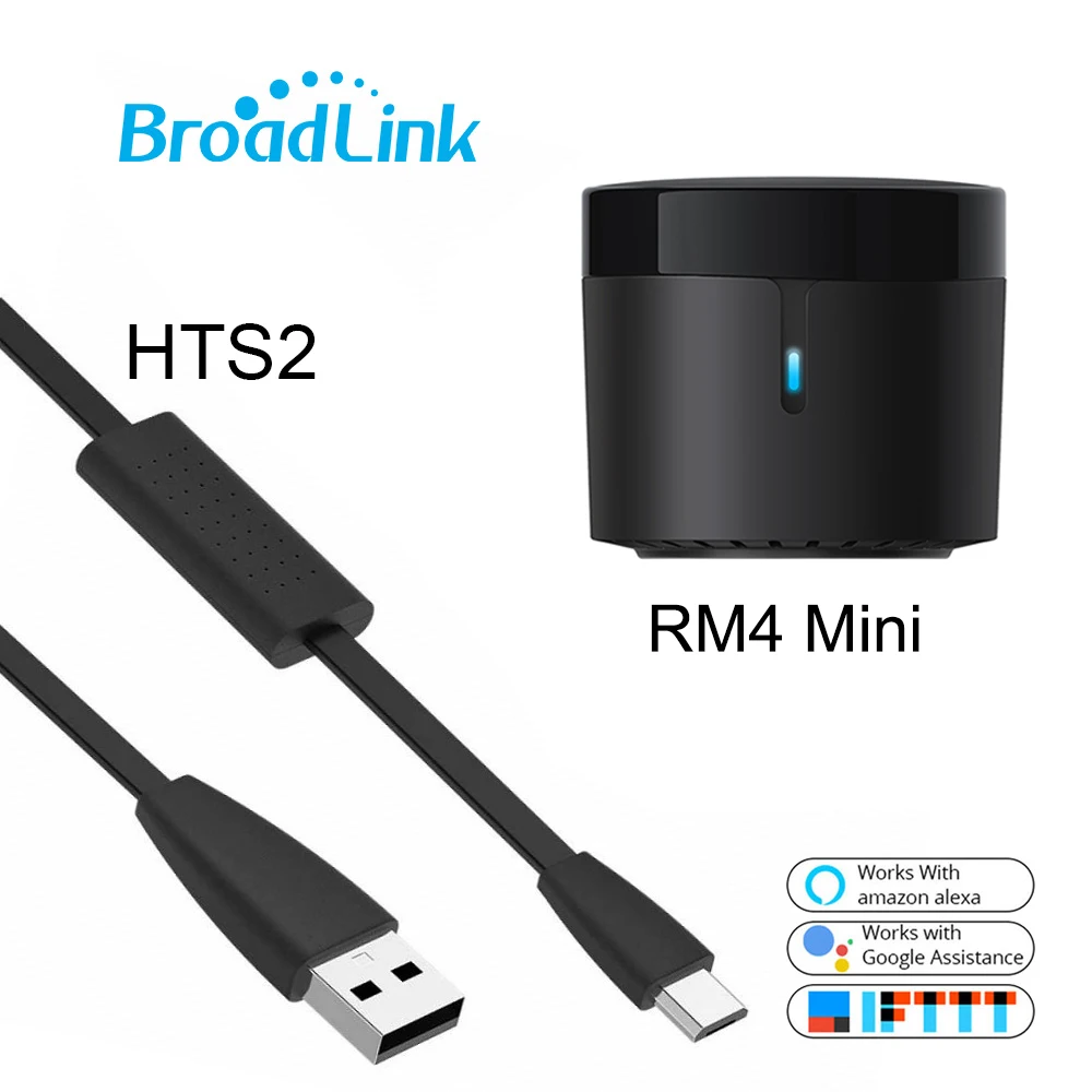

Оригинальный BroadLink RM4 Mini Smart Универсальный ИК-пульт дистанционного управления HTS2 Датчик температуры и влажности работает Alexa Google Home