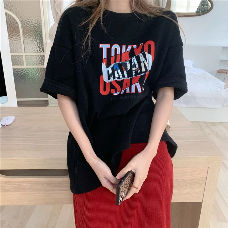 LMQ NEW Winter Korean Style Letter Printing Round Neck Plus Velvet Thickening Short Sleeve Bottoming T Shirt Tops