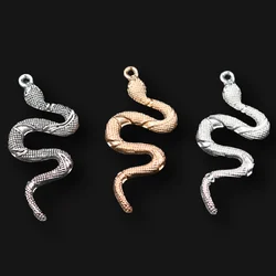 5pcs Hip Hop Style Snake Alloy Pendant DIY Charms Necklace Earrings Jewelry Carfts Making A2063