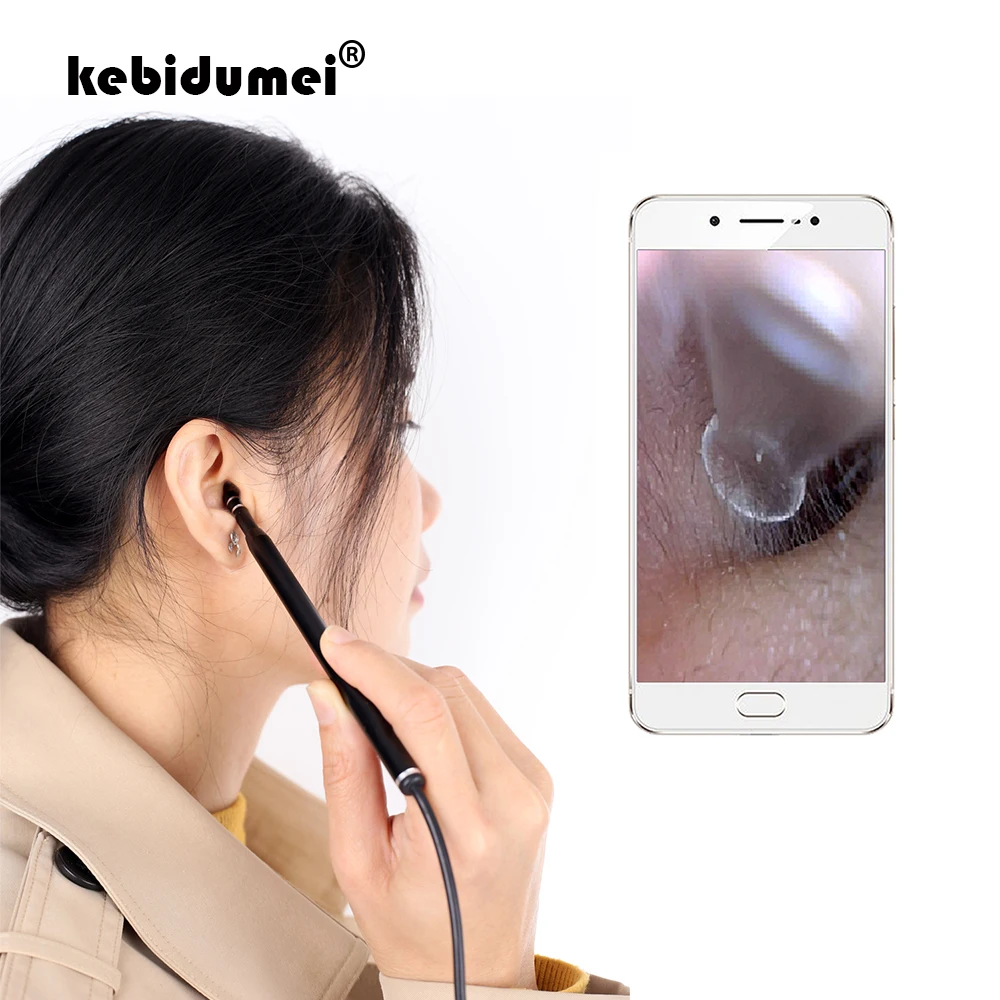 Kebidumei-otoscopio médico 3 en 1 tipo C, 6 LED, Wifi, otoscopio de limpieza de oídos de 5,5mm, herramienta de selección de oídos, endoscopio Visual de cámara