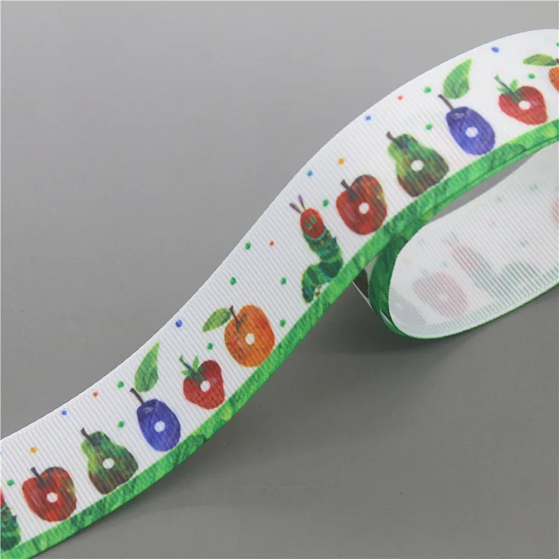 DUWES 50yards Hungry caterpillar Printed Grosgrain Ribbon Accessory Hairbow Headwear Decoration DIY Wholesale OEM D1463