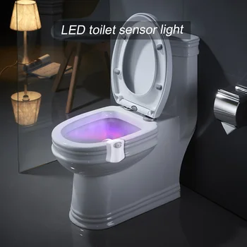 Lampada da WC a LED per bagno, luce notturna, corpo, sensore di movimento PIR, luce per sedile WC intelligente, lampada da WC impermeabile