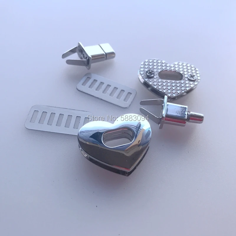 5pcs Heart shape Turn lock Handbag Hardware DIY Purse Turn lock DIY Sewing Hardware