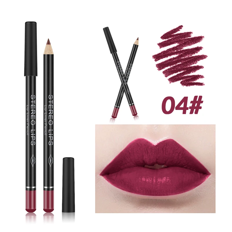 12 Color Sexy Matte Lipstick Pencil Waterproof Lasting Lip Liner Pen Non-stick Cup Lip Liner Contour Pencil Set Beauty Cosmetic