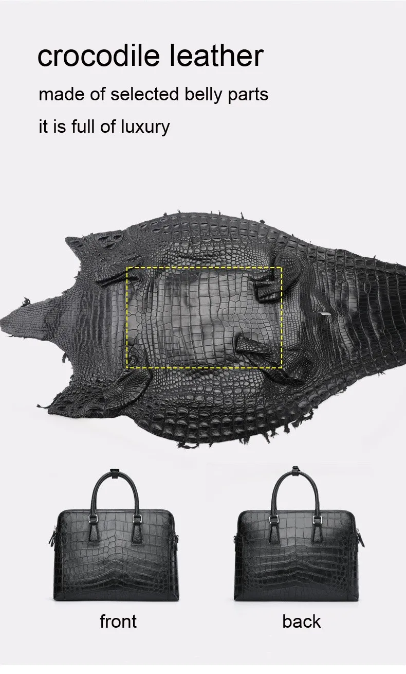 Maletín de cuero de cocodrilo de alta gama para hombre, bolso de negocios, bolso de hombro de cuero genuino, bolso de oficina de alta capacidad, 45,
