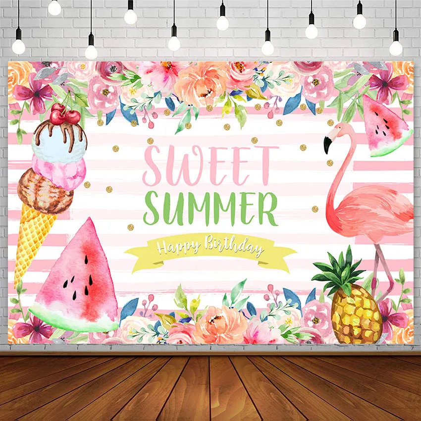 Hạc Sinh Nhật Hậu Bãi Biển Mùa Hè Hawaii Kỳ Nghỉ Tùy Chỉnh Áp Phích Chụp Ảnh Nền Ảnh Phòng Thu Photocall Trang Trí