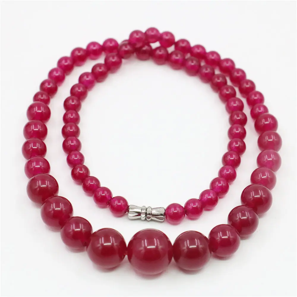 2021 Fashion 6-14mm Rose Alexandrite Round Necklace Pearl Fashion Jewelry Rope Chain Pearl Beads Natural Stone (Minimum Order1)