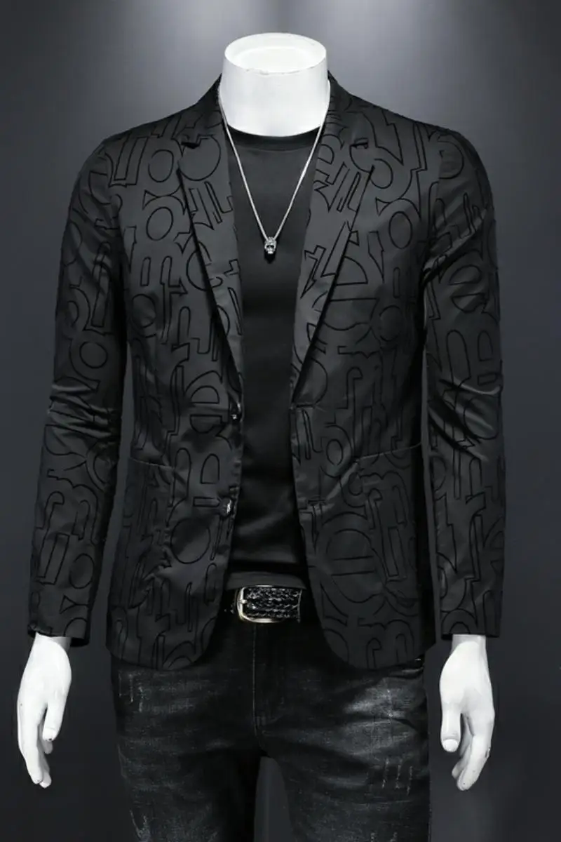 100%real Mens fashion printing tuxedo jacket