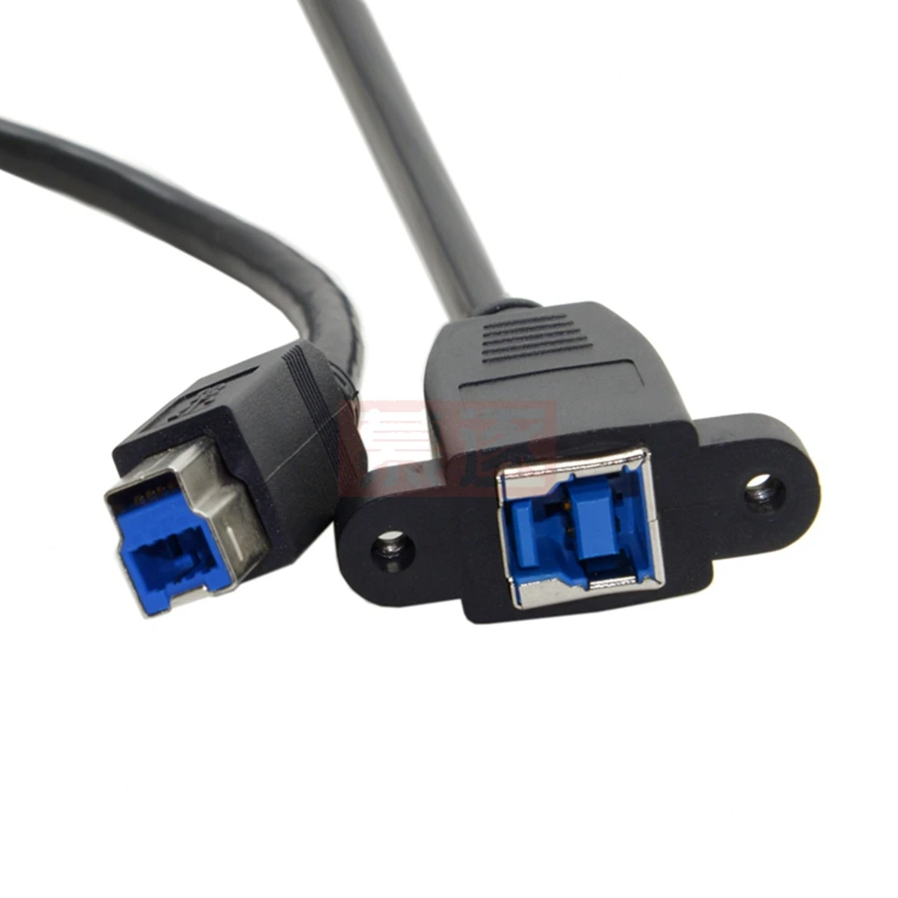 USB 3,0 B männlich Zu weiblich Verlängerung Kabel mit Panel Mount schwarz farbe 0,5 m