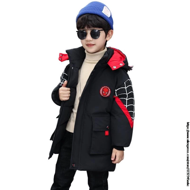 Disney SpiderMan Boys Jacket Winter Hooded Coats New Warm Clothes Children Jacket padded ClothesBoy Autumn Thicken Jackets