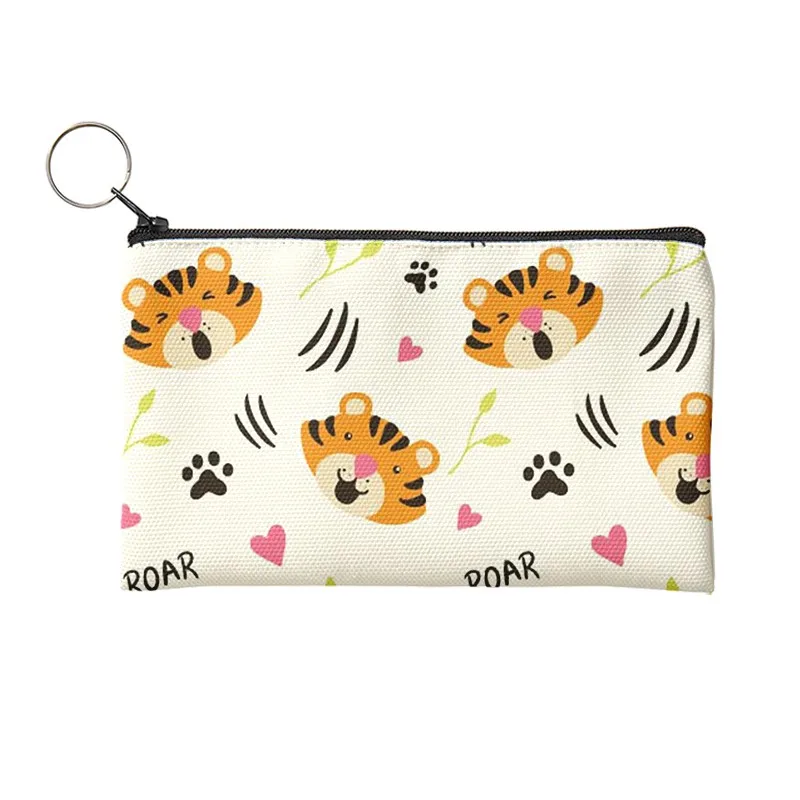 Year of the tiger Coin Purse Women Mini Canvas Card Holder Small Wallet Daily Storage Bag Kawaii Pen Bag For Kids Girls Gifts