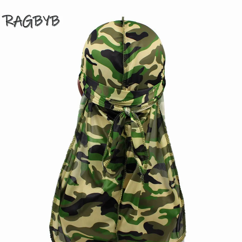 Neue Camo Print Seide Durag Bandanas für Männer Seidige Durags Lange Schwanz Welle Kappe Kopf Schal Frauen Hut Headwrap Durag – Detail 6